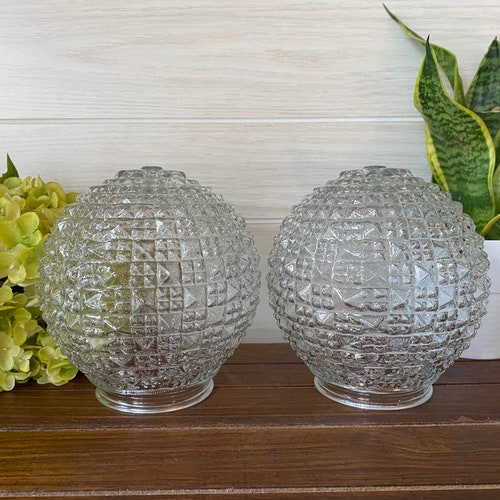 Vintage Geometric Glass Ceiling Light Globes Etsy