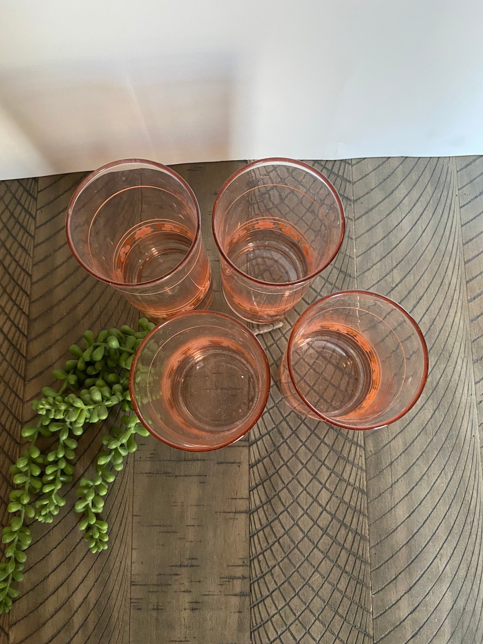 Set of 4 Vintage Libbey Iced Tea Drinking Glasses Pink Glass Etsy