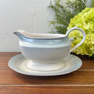 Mikasa Stonekraft Blue Gravy Boat and Underplate