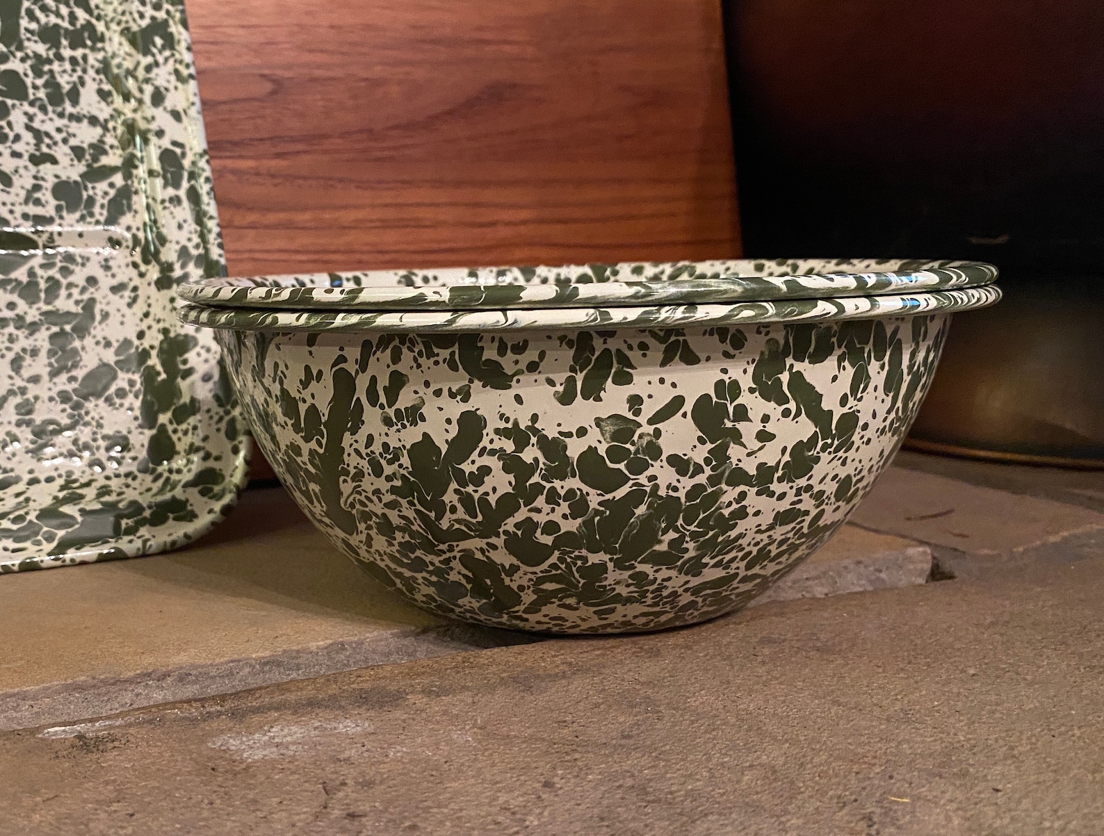 Crow Canyon Enamelware Moss Serving Bowls and Divided / Etsy