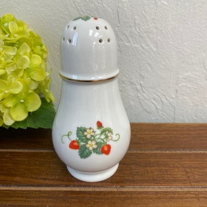 Avon Porcelain Strawberry Themed Salt/Sugar/Pepper Shaker