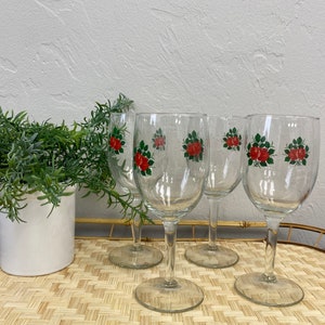 Rose Accented Wine Glasses