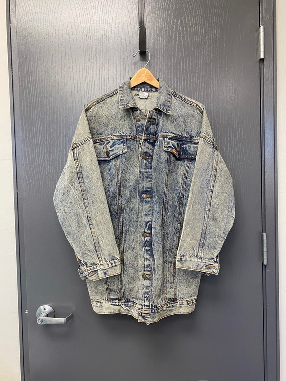 Vintage 90’s Jordache Acid Wash Denim Coat / Deni… - image 1