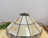 Mission Art Deco Leaded Slag Stained Glass Lamp Shade Chandelier Light Fixture