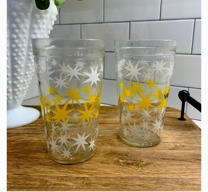 Mid-century Modern Yellow and White Atomic Starburst Glasses / - Etsy