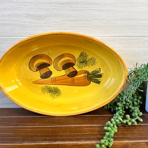 RARE Los Angeles Pottery Mushroom Oval Casserole Serving Dish / Vintage Mushroom Bowl