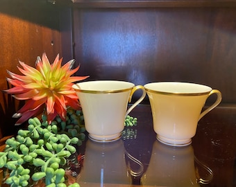 Pair of Lenox Eternal Ivory Gold Trim Teacups