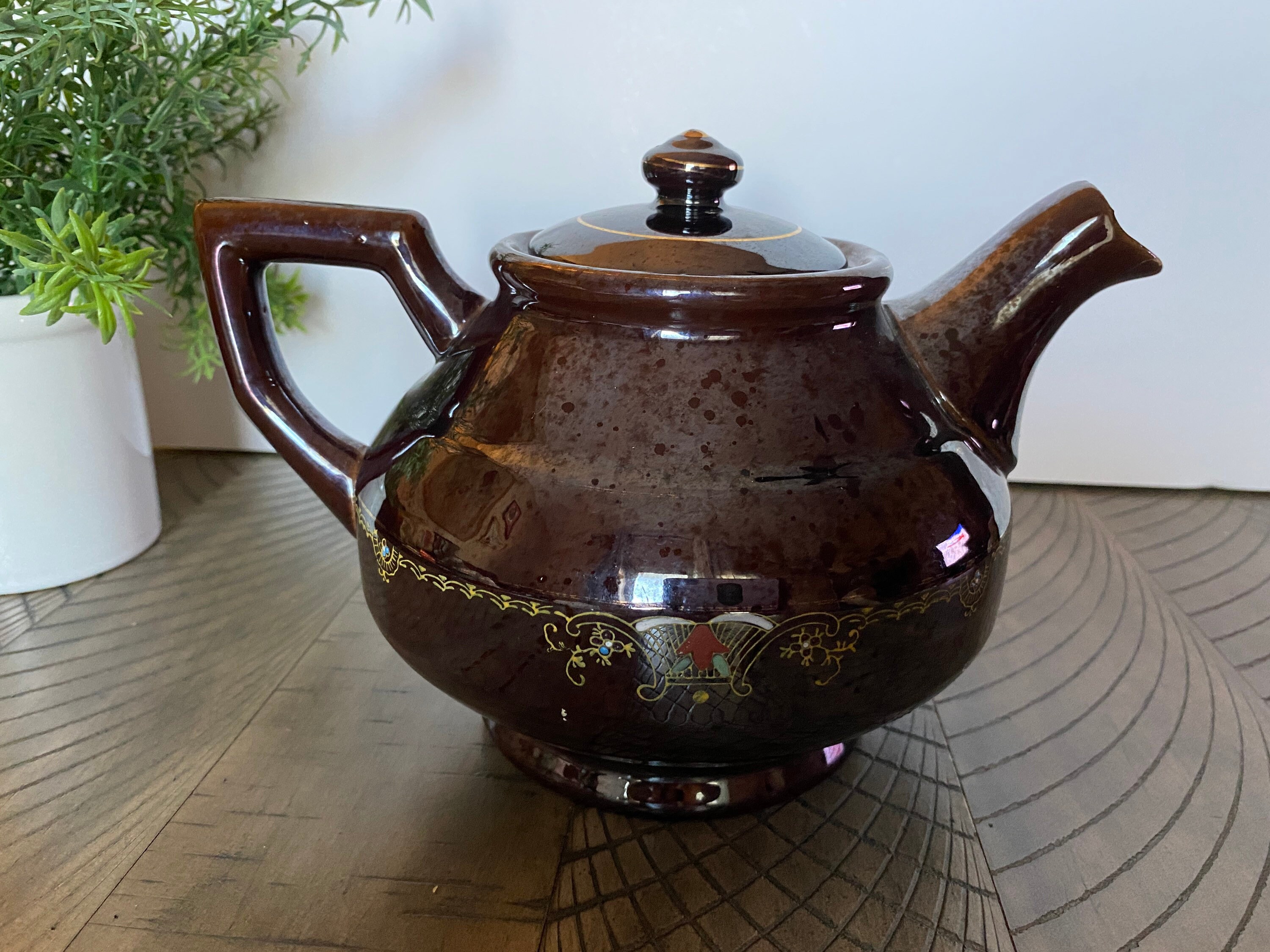 Brown Ceramic Japanese Teapot With Pewter Glaze Brown Betty Etsy