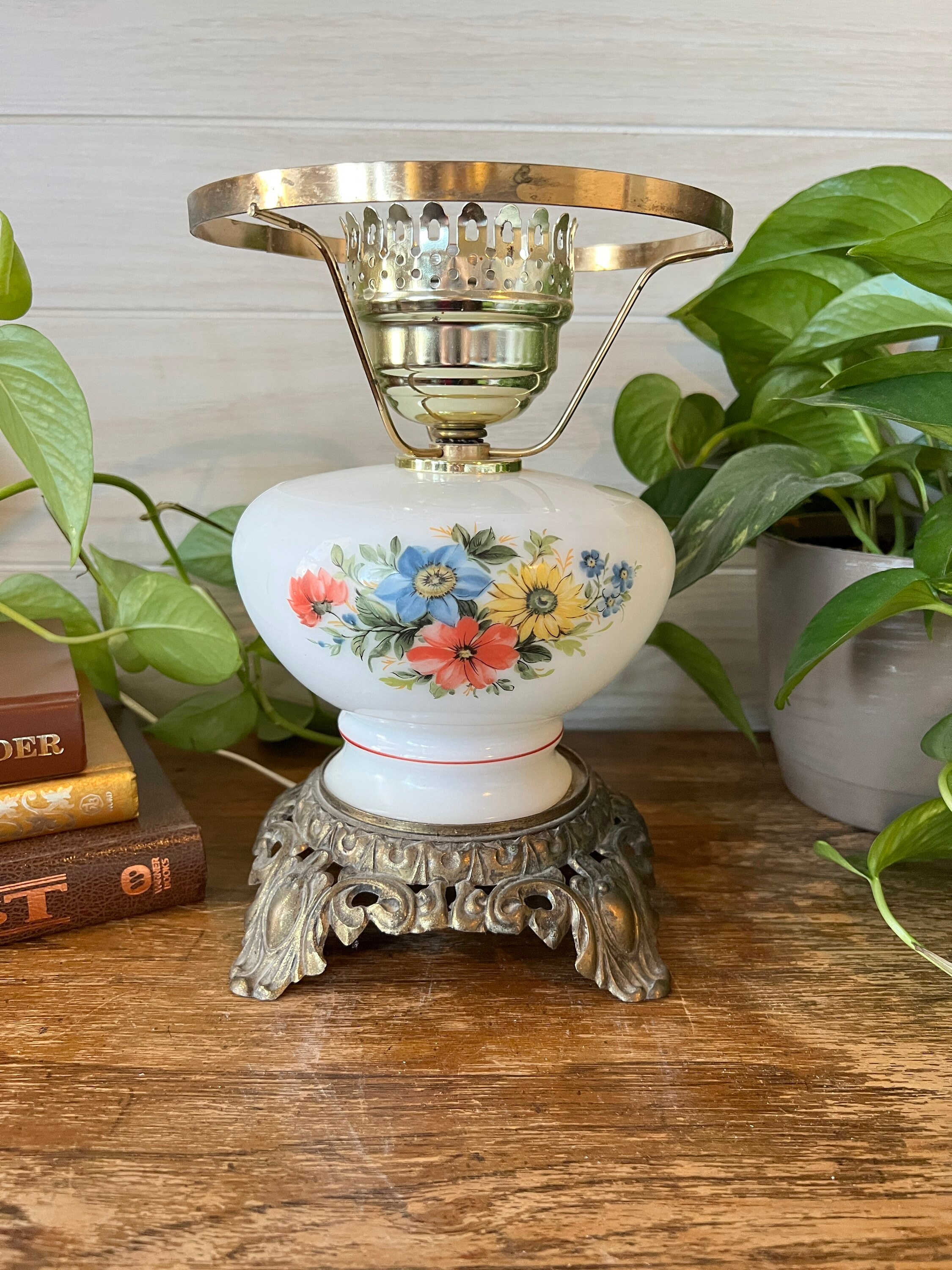 Floral hurricane lamp deals