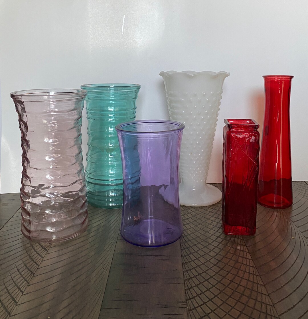 Vintage Colored Glass Vases Etsy