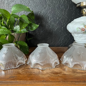 1907 Magian RARE Cut Glass Dated Frosted Glass Holophane Style Light Shades