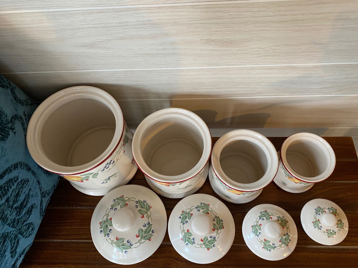 Vintage Canister Set of 4 Corelle Abundance Pattern by Jay Etsy