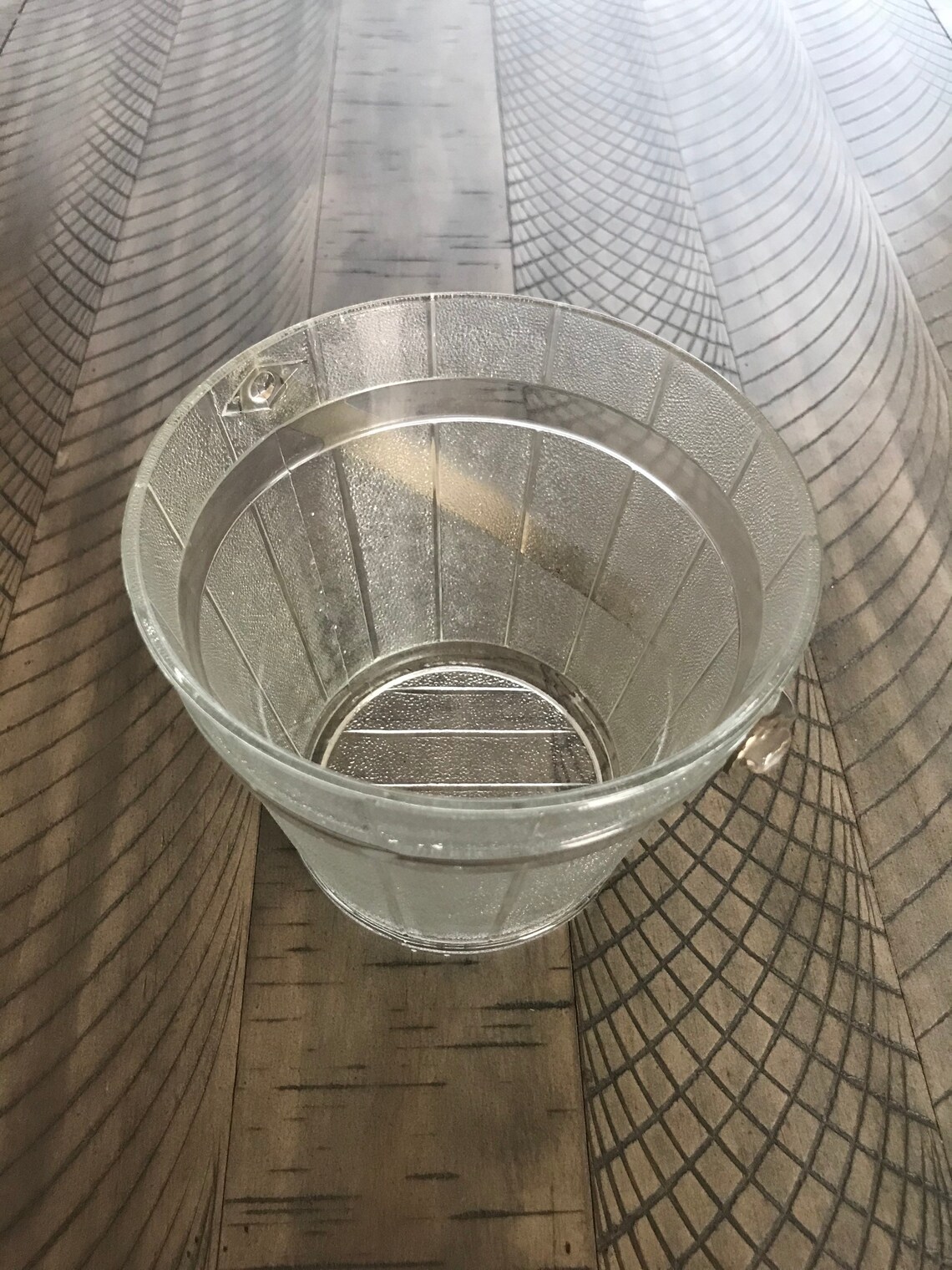 Vintage Pressed Glass Ice Bucket With Hammered Silver Handle Etsy