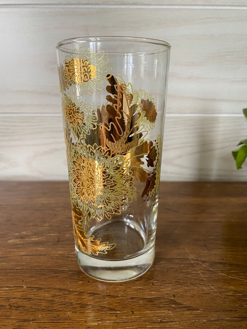 Bartlett Collins Pokeé Gold Chrysanthemum Highball Glasses Etsy