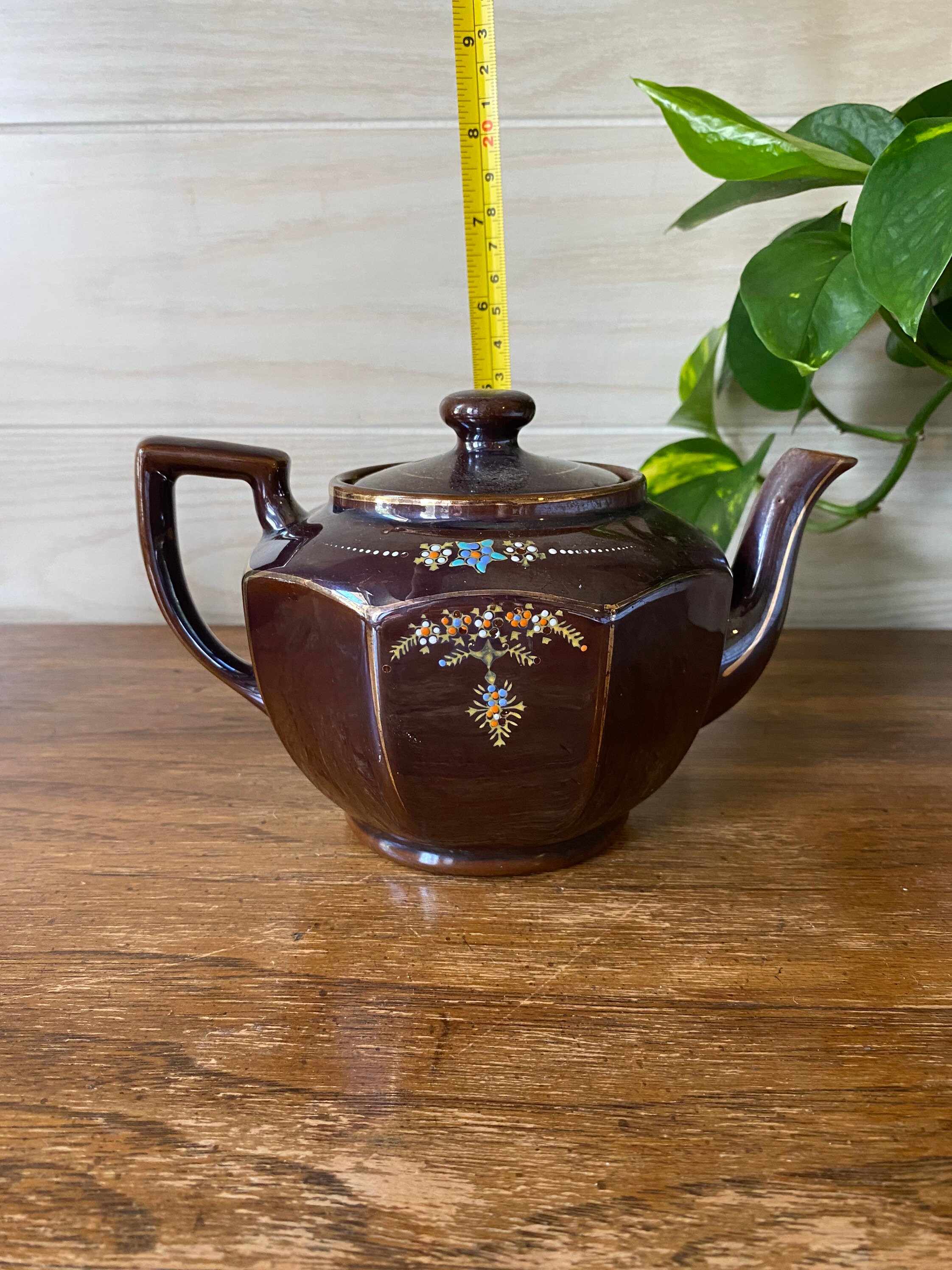 アンティーク ヴィンテージ 赤と金のティーポットとクリーマーセット ヴィンテージ 日本製 コロネット レッドウェア ティーポットと