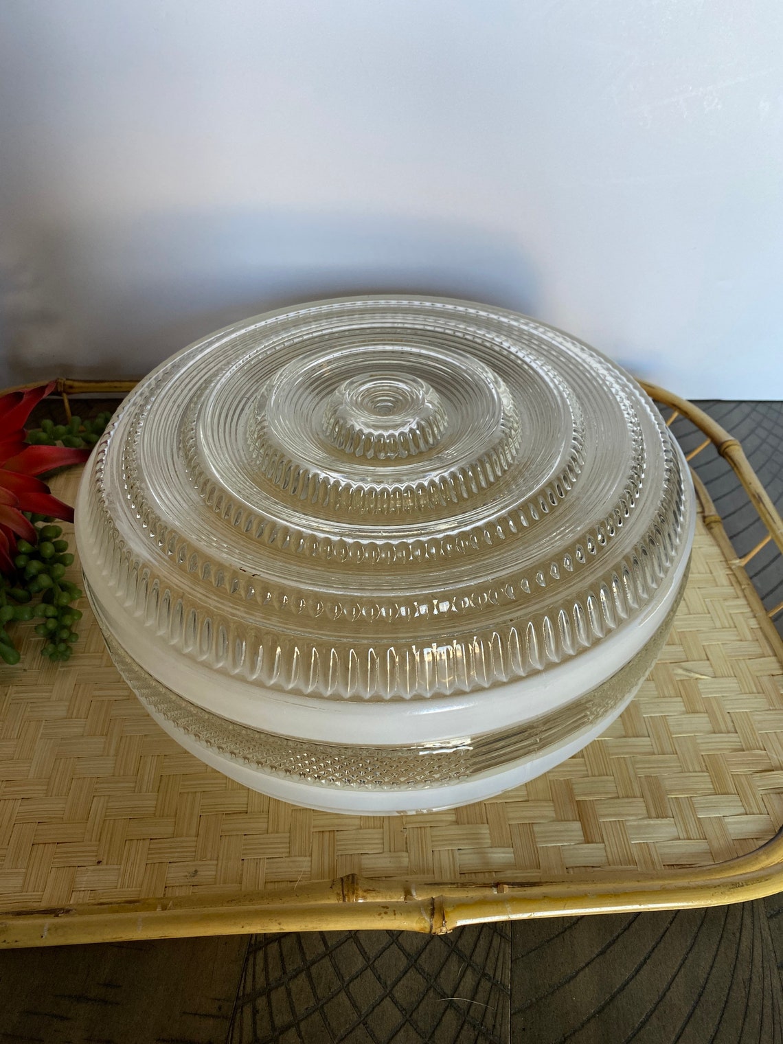 Vintage Round Textured Glass Ceiling Light Replacement Shade Etsy