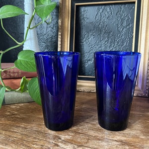 Set of 2 Vintage Cobalt Blue Libbey Glasses // Cobalt Blue Tumblers
