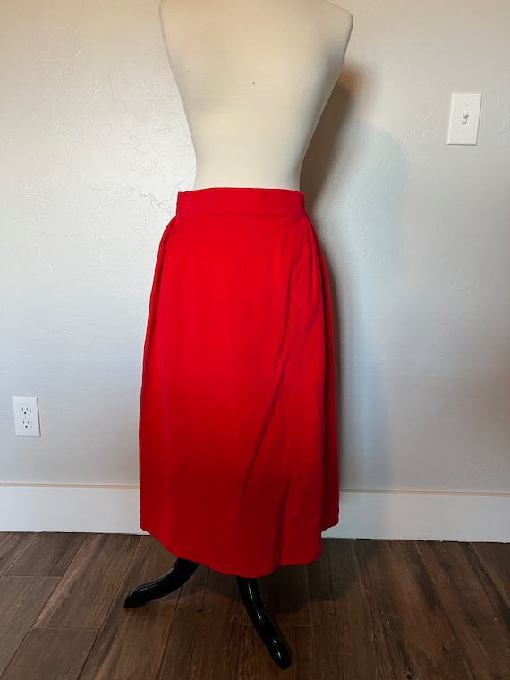 Handmade Red Pleated Velvet Skirt