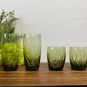 Vintage Ivy Starfire Anchor Hocking Glasses - Olive Green Drinkware