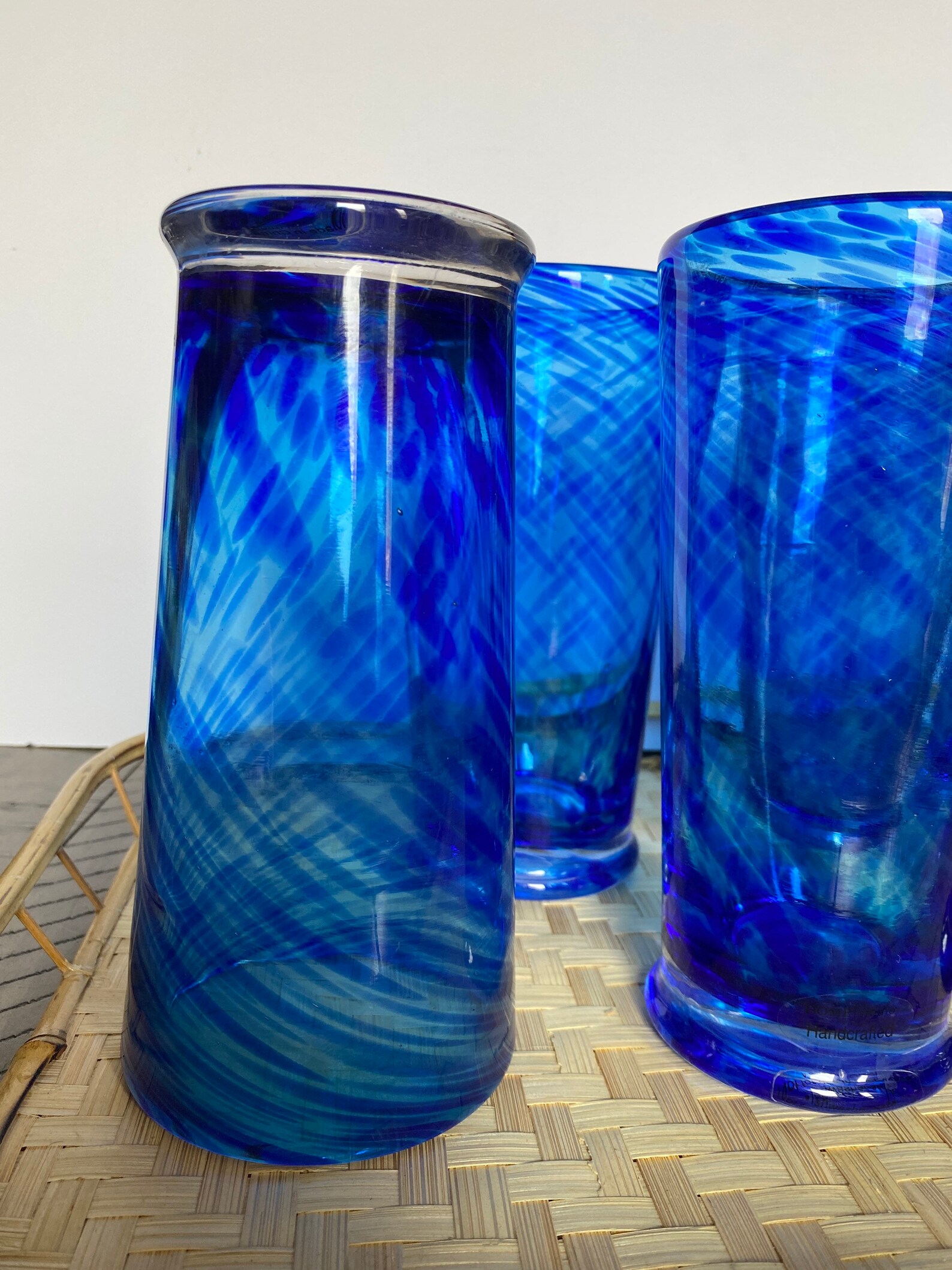 Retro Home Studio Blue Confetti Art Glass Cocktail Tumblers / Etsy