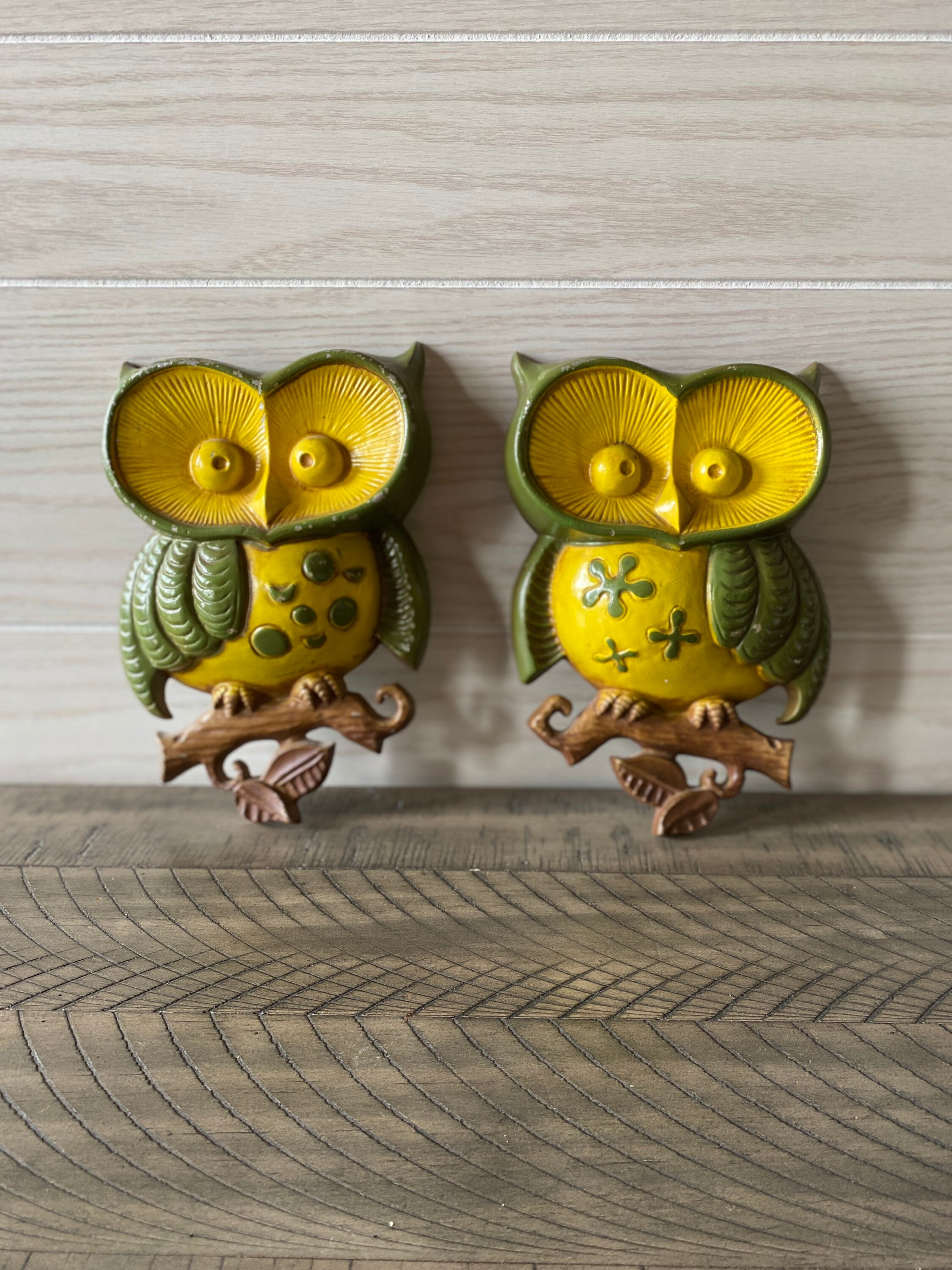 1970s Vintage Sexton Metal Owl Wall Decor Pair Etsy