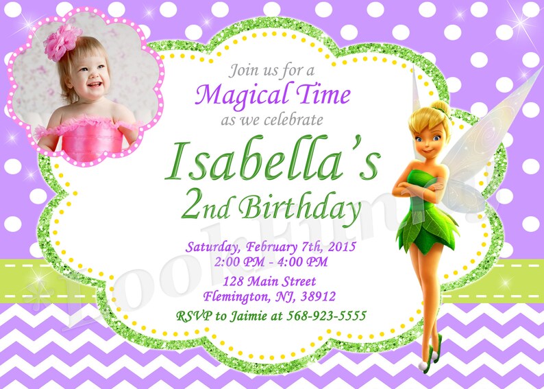 Disney Tinkerbell Invitation Disney Tinker Bell Invitation Etsy