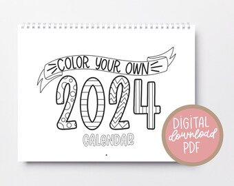 Colorea tu propio calendario / Descarga digital / Páginas para colorear / Gratitud / Recuerdos