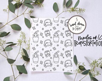 Dibujos para colorear imprimibles / Tema de transporte / Coloración fácil y divertida