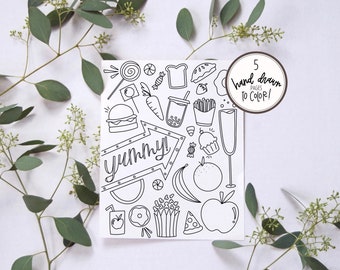 Printable Coloring Pages | Food Theme | Easy Fun Coloring | Adult Coloring