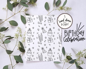 Dibujos para colorear imprimibles / Tema de cumpleaños / Coloración fácil y divertida