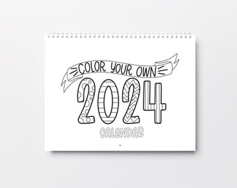 Colorea tu propio calendario 2024 / Dibujos para colorear / Gratitud / Recuerdos