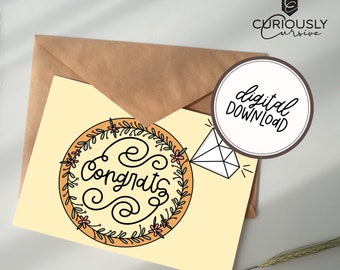 Congrats Wedding Greeting Card | Wedding/Engagement Greeting Card | Digital Download | Printable Card