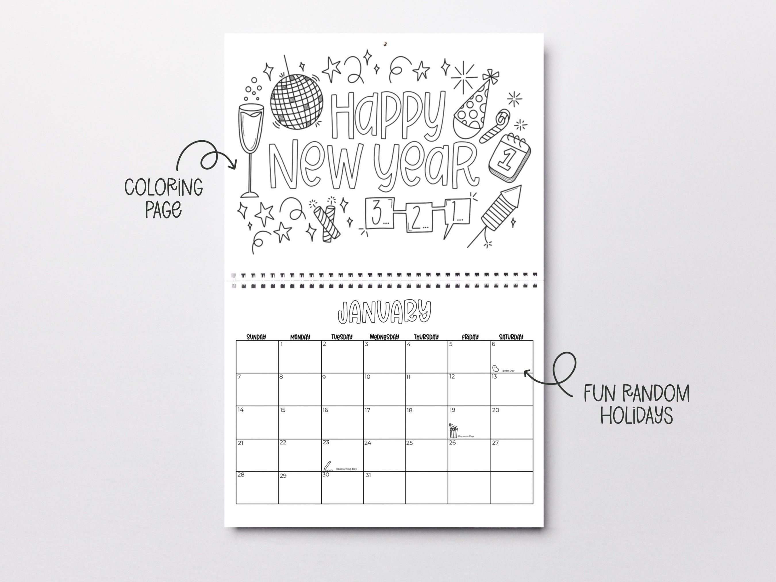 Color your own calendar 2024 coloring pages gratitude memories etsy