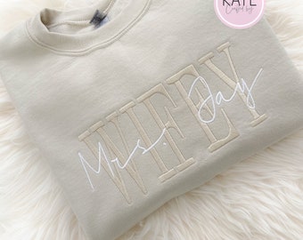 Pull WIFEY personnalisé | Sweat de mariée brodé WIFEY | Pull brodé adulte