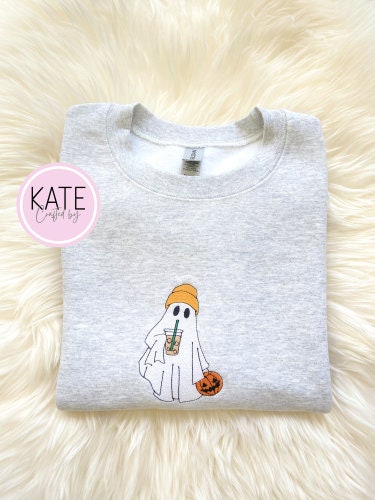 BEANIE BOO SWEATER | Embroidered Adult Halloween Ghost Sweatshirt