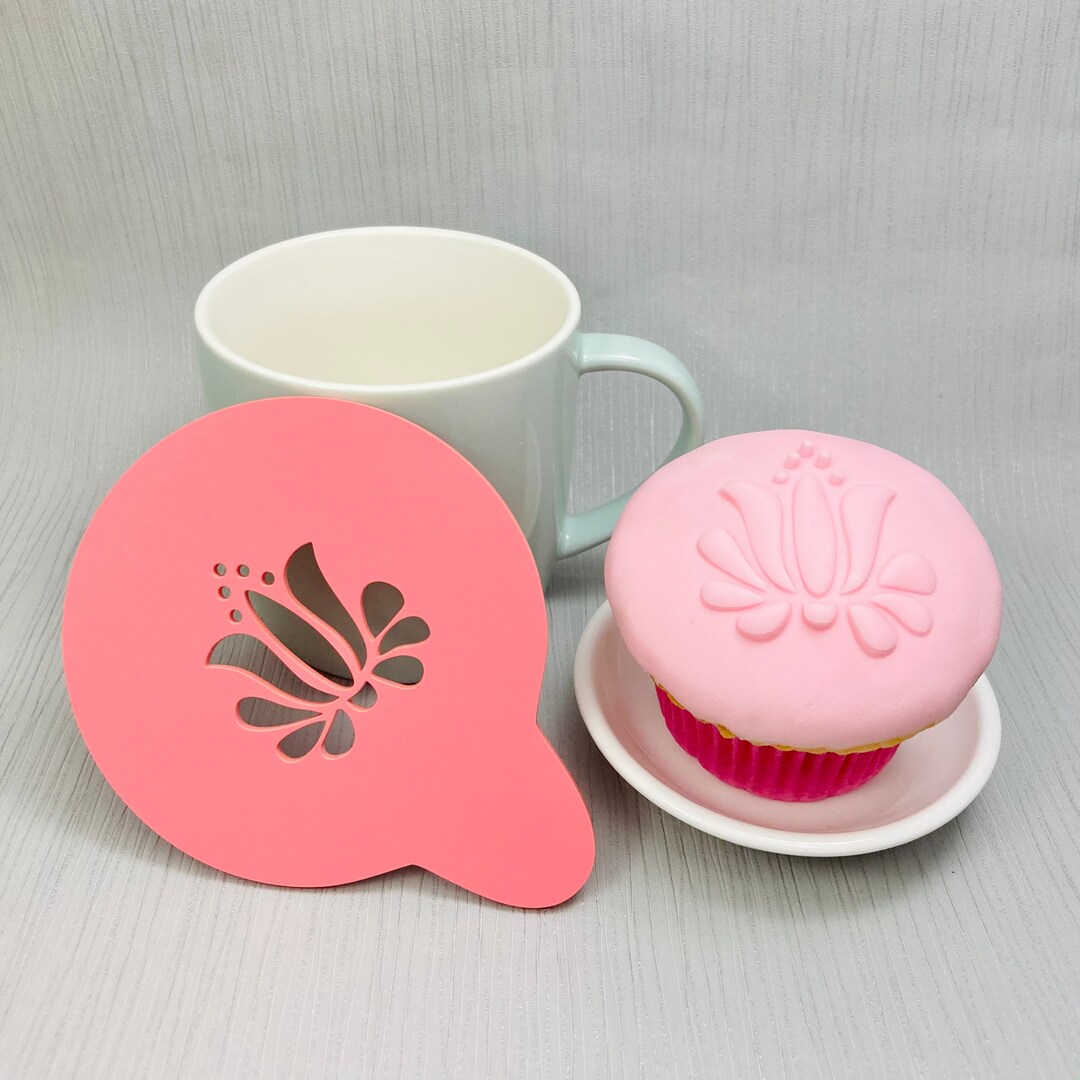 Lotus Flower Baking Stencils Cake Cupcake Stencil Acrylic Etsy