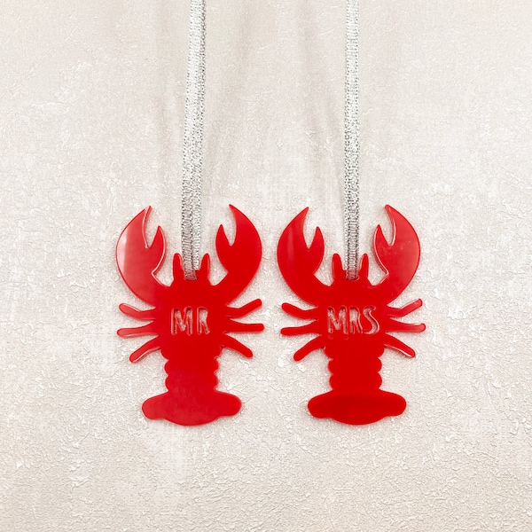 Lobster Ornament For Mr Mrs Couples Anniversary Red Lobsters Wedding Husband Wife Boyfriend Girlfriend Unique Xmas Gifts Acrylic Handmade UK