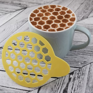 Honeycomb Coffee Stencil Honey Bee Pattern Bumble Baking Nature Lovers Cappuccino Latte Cocktail For Beekeeper Mom Dad Friend Reusable UK
