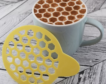 Honeycomb Coffee Stencil Honey Bee Pattern Bumble Baking Nature Lovers Cappuccino Latte Cocktail For Beekeeper Mom Dad Friend Reusable UK