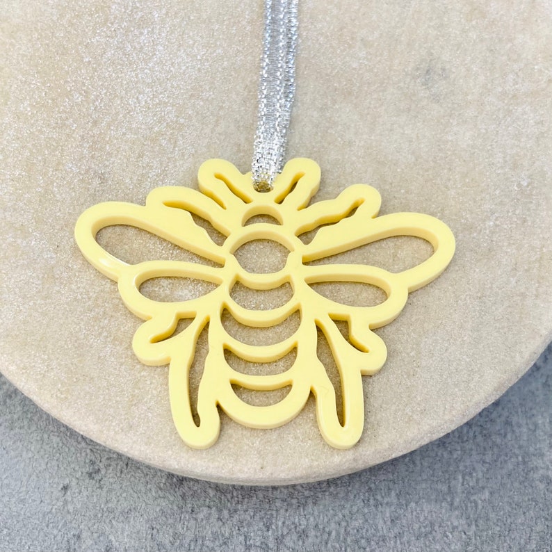 acrylic bee ornament handmade yellow decoration for spring