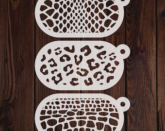 Animal Print Stencils For Face Painting Paint Makeup Artist Kids Art Crafts Texture Stencil Snake Leopard Alligator Scales Set Of 3 Mylar UK