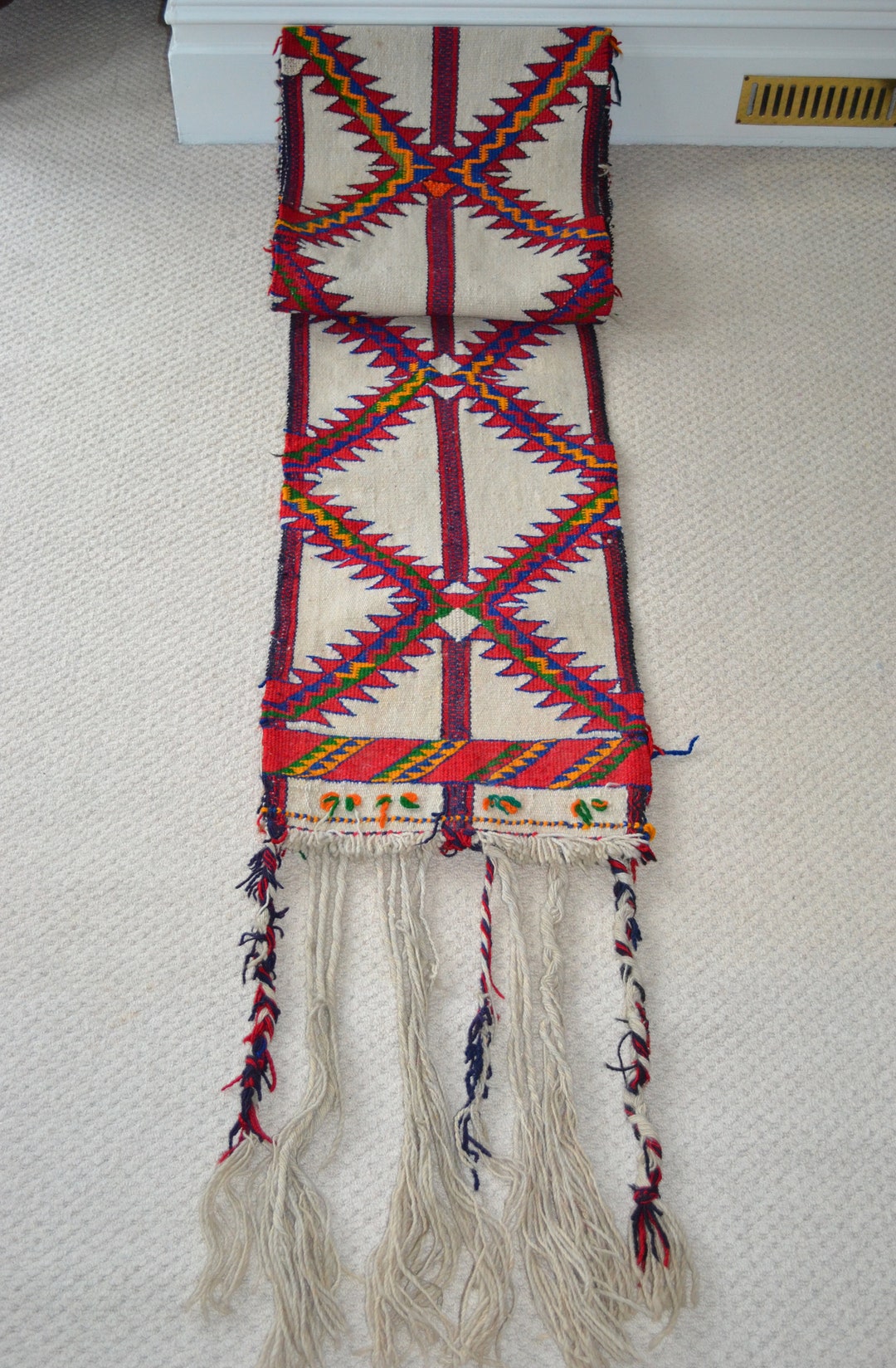 A Rare Handwoven Rug Runner From North Sinai in Egypt, Middle Eastern ...
