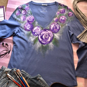 Painted Flowers T Shirt - Etsy