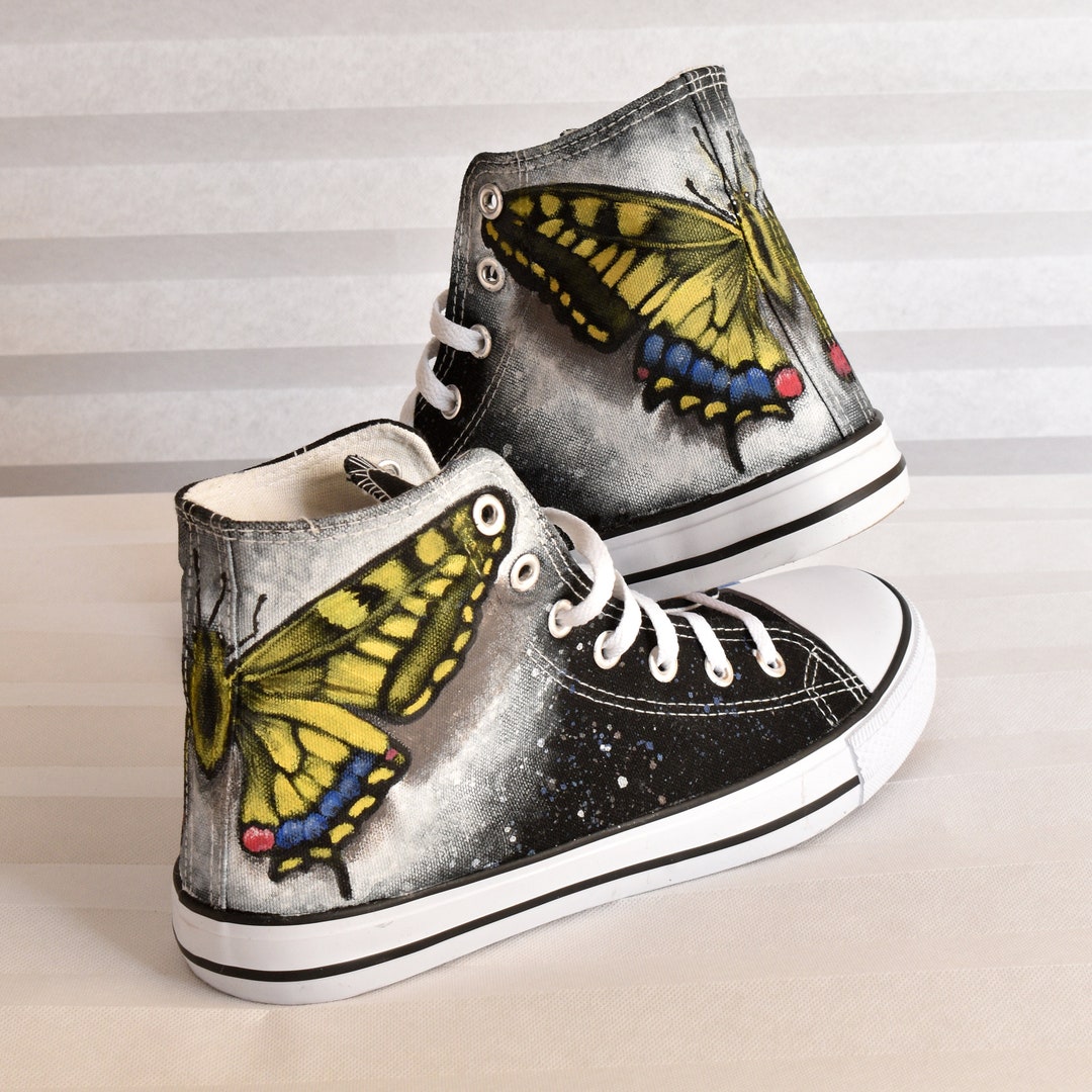 Buy Custom Converse Trainers With Black Butterfly, Insect Hand Painted  Sneakers, Butterflies Handpainted Online in India