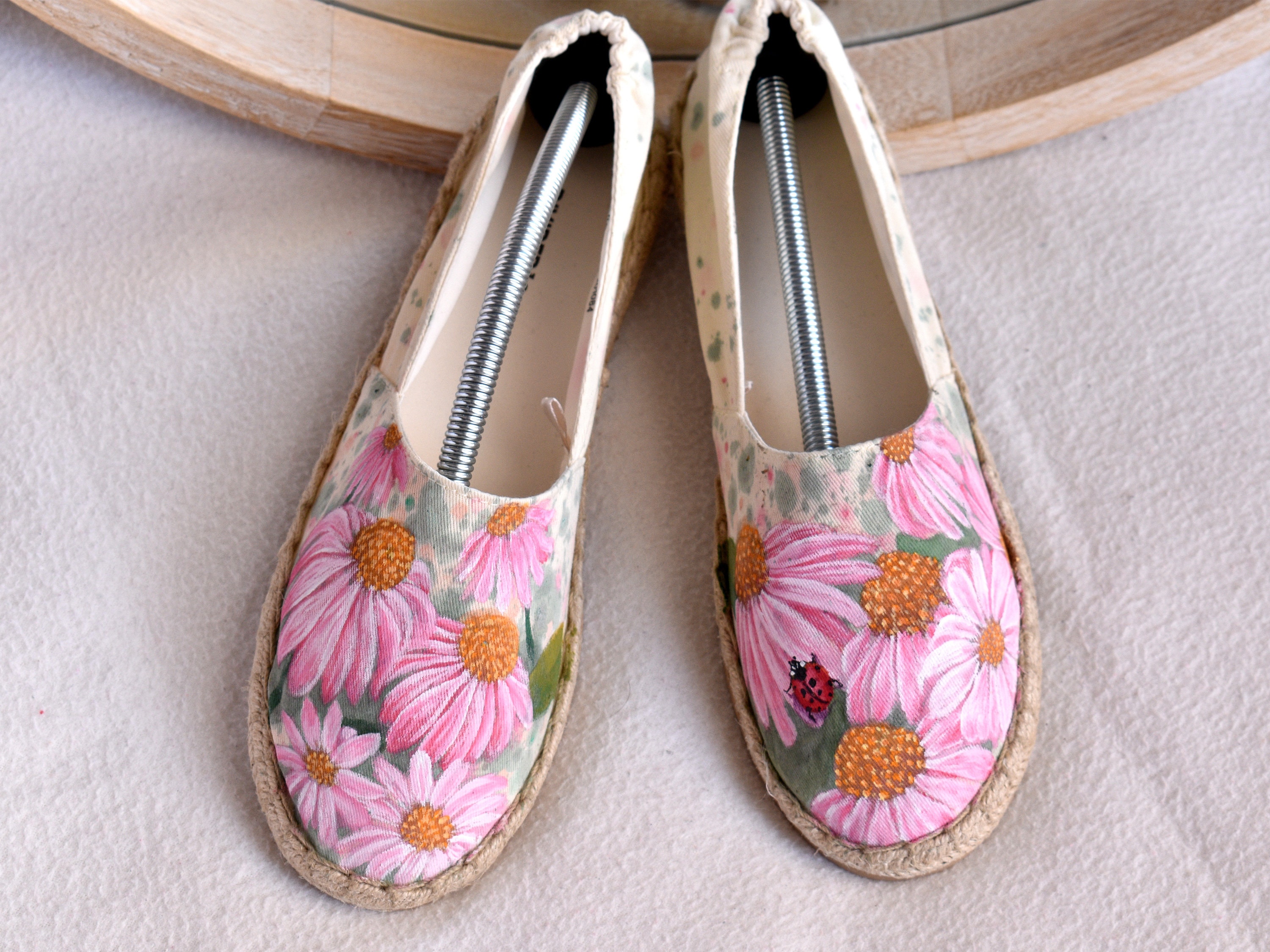 JOY&MARIO Handmade Women's Slip-On Espadrille Denim Loafers Wedges