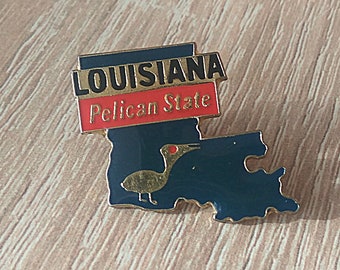 Metal badge pin, Louisiana, Pelican state