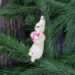 Christmas tree decor, Hare drummer, Rabbit drummer, Vintage Christmas decoration, Christmas tree white decoration, Glass Christmas ornament