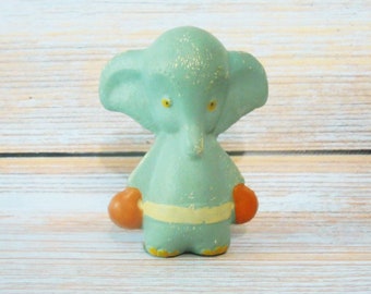 Rubber Toy, Rubber Figure, Rubber Figurine, Elephant Boxer, Collectible Toy 60s