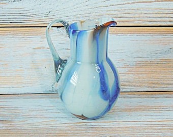 Glass jug, Glass Pitcher, Vintage pitcher, Colorful pitcher