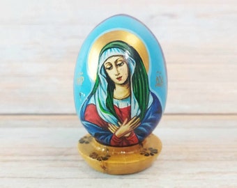 Wooden Easter egg, Hand painted Easter egg, Ukrainian Easter egg, Religion theme